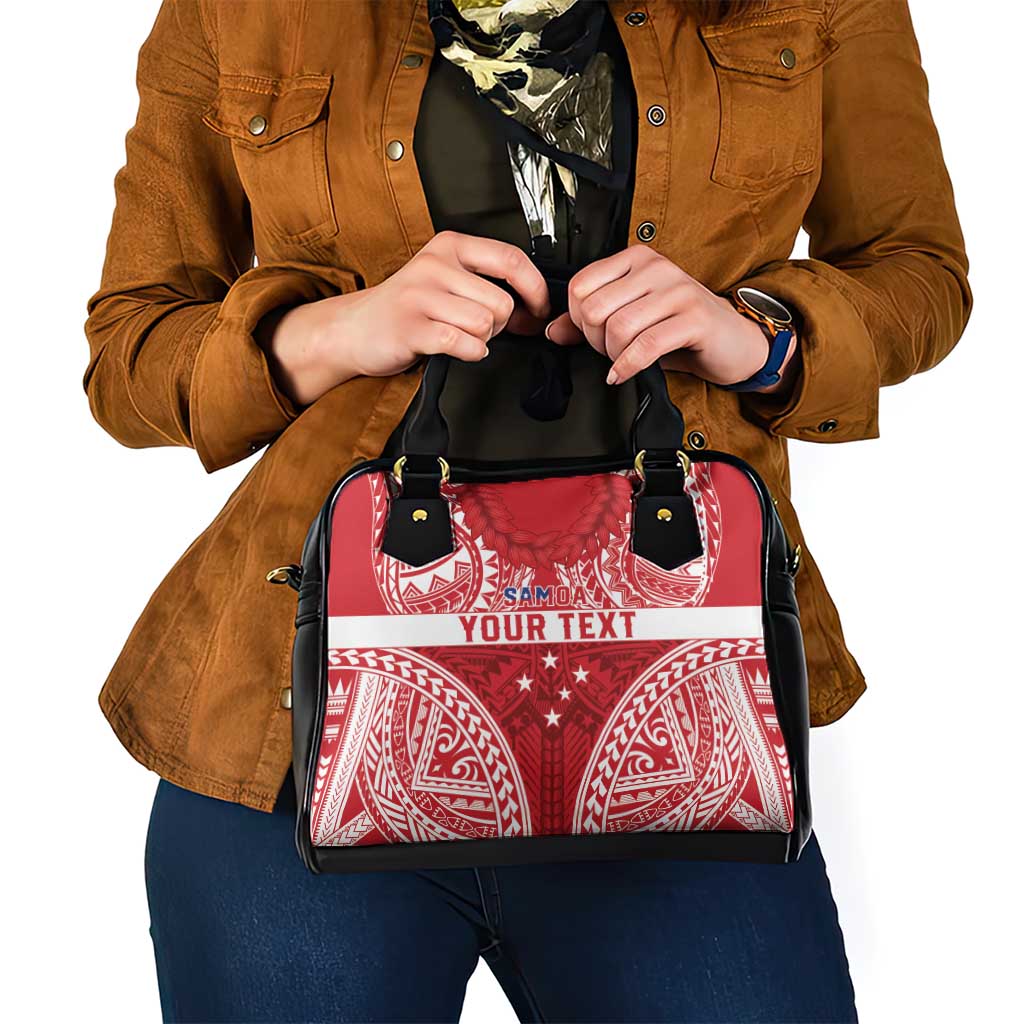 Personalised Toa Samoa Rugby Spirit Shoulder Handbag Red Samoan Tribal Pattern - Polynesian Pride