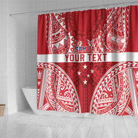 Personalised Toa Samoa Rugby Spirit Shower Curtain Red Samoan Tribal Pattern - Polynesian Pride