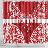 Personalised Toa Samoa Rugby Spirit Shower Curtain Red Samoan Tribal Pattern - Polynesian Pride