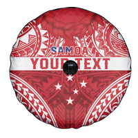Personalised Toa Samoa Rugby Spirit Spare Tire Cover Red Samoan Tribal Pattern - Polynesian Pride