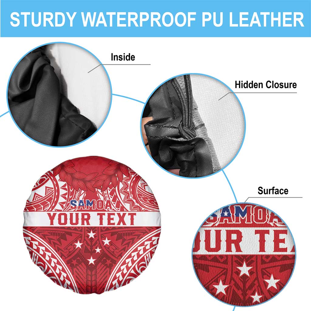 Personalised Toa Samoa Rugby Spirit Spare Tire Cover Red Samoan Tribal Pattern - Polynesian Pride