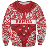 Personalised Toa Samoa Rugby Spirit Sweatshirt Red Samoan Tribal Pattern - Polynesian Pride