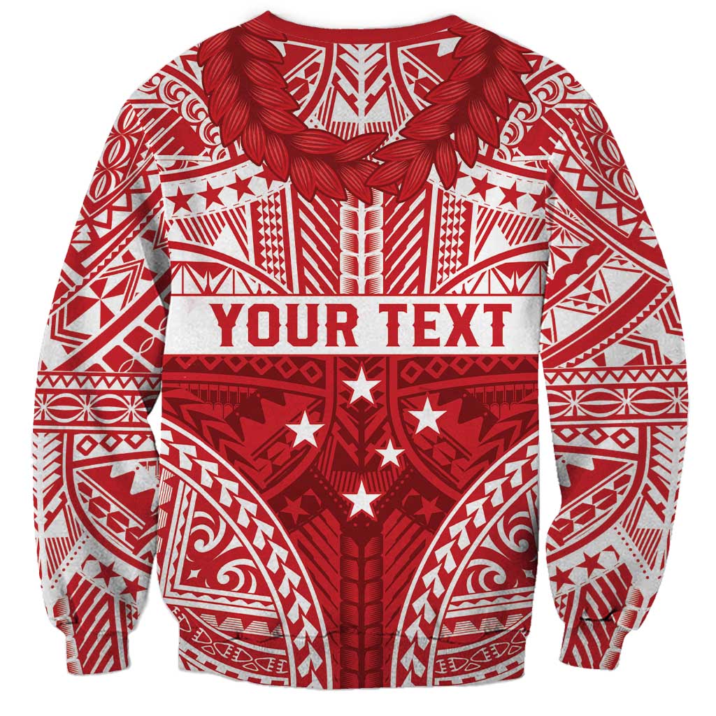 Personalised Toa Samoa Rugby Spirit Sweatshirt Red Samoan Tribal Pattern - Polynesian Pride