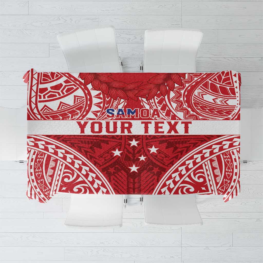 Personalised Toa Samoa Rugby Spirit Tablecloth Red Samoan Tribal Pattern - Polynesian Pride