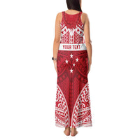 Personalised Toa Samoa Rugby Spirit Tank Maxi Dress Red Samoan Tribal Pattern - Polynesian Pride
