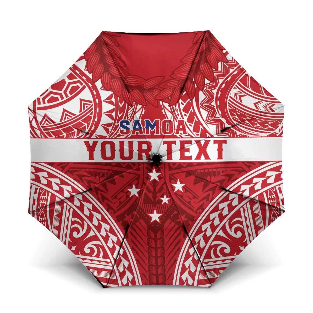 Personalised Toa Samoa Rugby Spirit Umbrella Red Samoan Tribal Pattern - Polynesian Pride