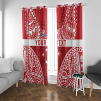 Personalised Toa Samoa Rugby Spirit Window Curtain Red Samoan Tribal Pattern - Polynesian Pride