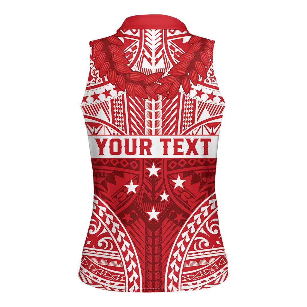 Personalised Toa Samoa Rugby Spirit Women Sleeveless Polo Shirt Red Samoan Tribal Pattern - Polynesian Pride