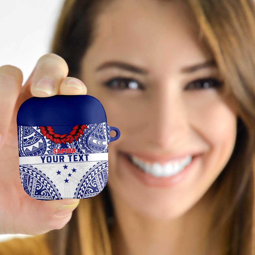 Personalised Toa Samoa Rugby Spirit AirPods Case White Samoan Tribal Pattern - Polynesian Pride