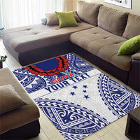 Personalised Toa Samoa Rugby Spirit Area Rug White Samoan Tribal Pattern - Polynesian Pride