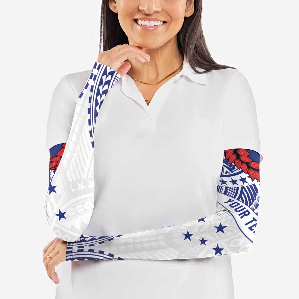 Personalised Toa Samoa Rugby Spirit Arm Sleeves White Samoan Tribal Pattern - Polynesian Pride