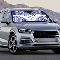 Personalised Toa Samoa Rugby Spirit Auto Sun Shade White Samoan Tribal Pattern - Polynesian Pride