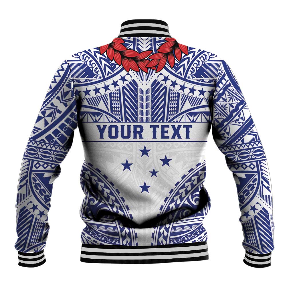 Personalised Toa Samoa Rugby Spirit Baseball Jacket White Samoan Tribal Pattern - Polynesian Pride