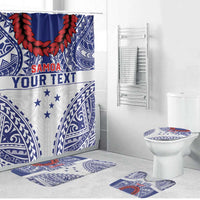 Personalised Toa Samoa Rugby Spirit Bathroom Set White Samoan Tribal Pattern - Polynesian Pride