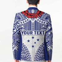 Personalised Toa Samoa Rugby Spirit Blazer White Samoan Tribal Pattern - Polynesian Pride