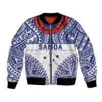 Personalised Toa Samoa Rugby Spirit Bomber Jacket White Samoan Tribal Pattern - Polynesian Pride