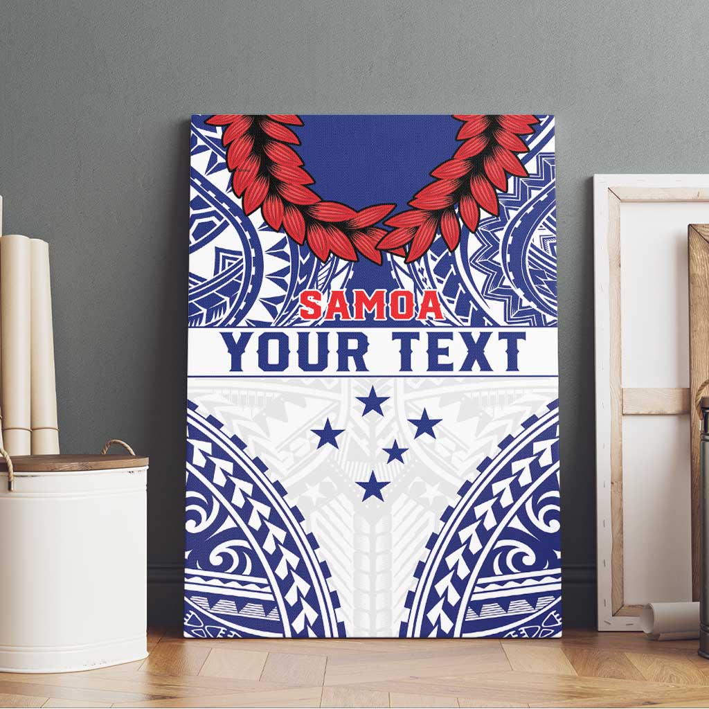 Personalised Toa Samoa Rugby Spirit Canvas Wall Art White Samoan Tribal Pattern - Polynesian Pride