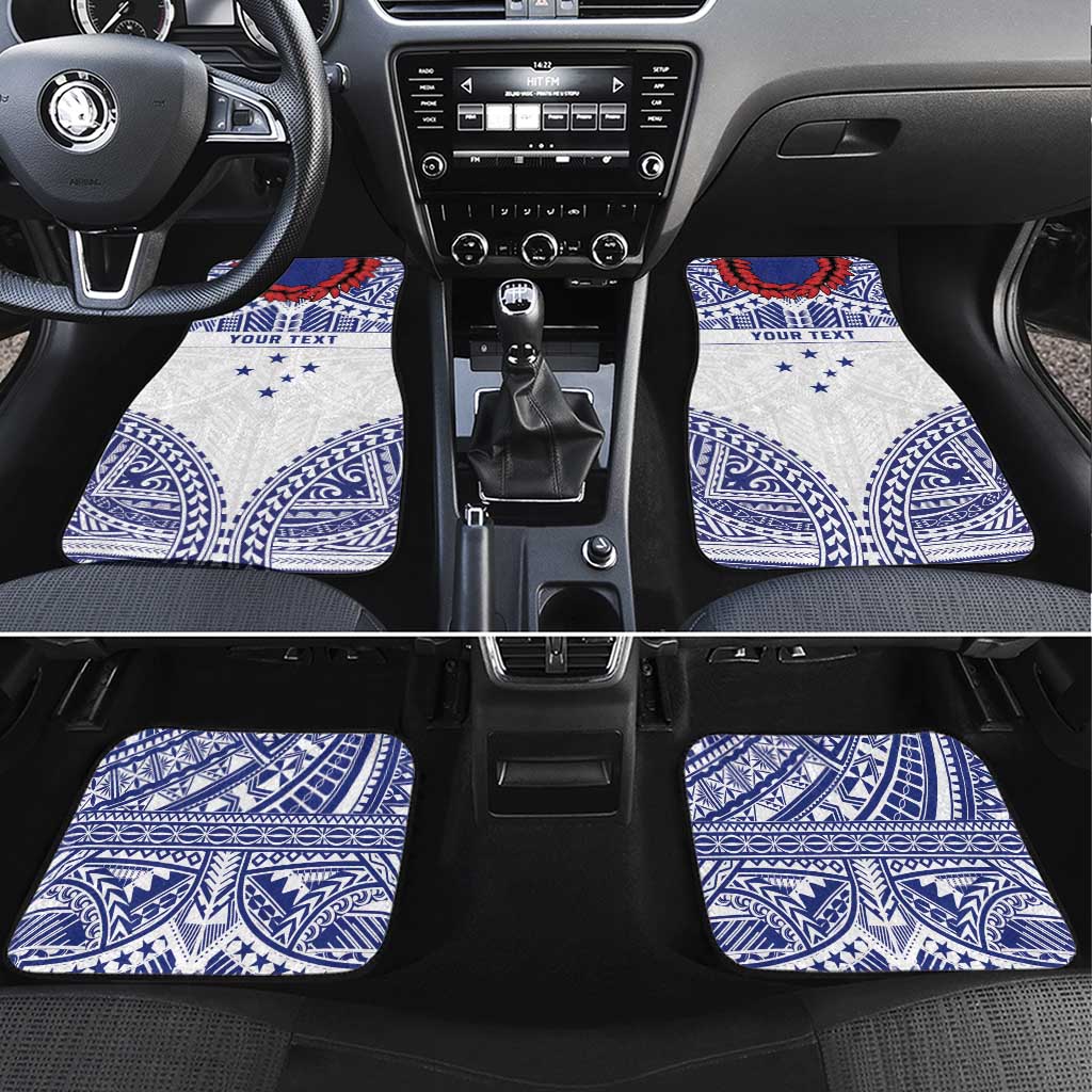 Personalised Toa Samoa Rugby Spirit Car Mats White Samoan Tribal Pattern - Polynesian Pride