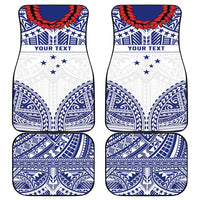 Personalised Toa Samoa Rugby Spirit Car Mats White Samoan Tribal Pattern - Polynesian Pride