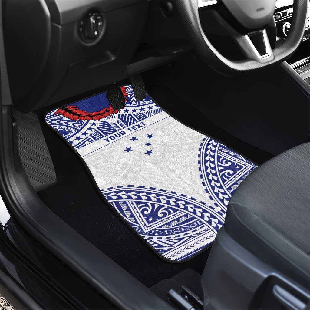 Personalised Toa Samoa Rugby Spirit Car Mats White Samoan Tribal Pattern - Polynesian Pride