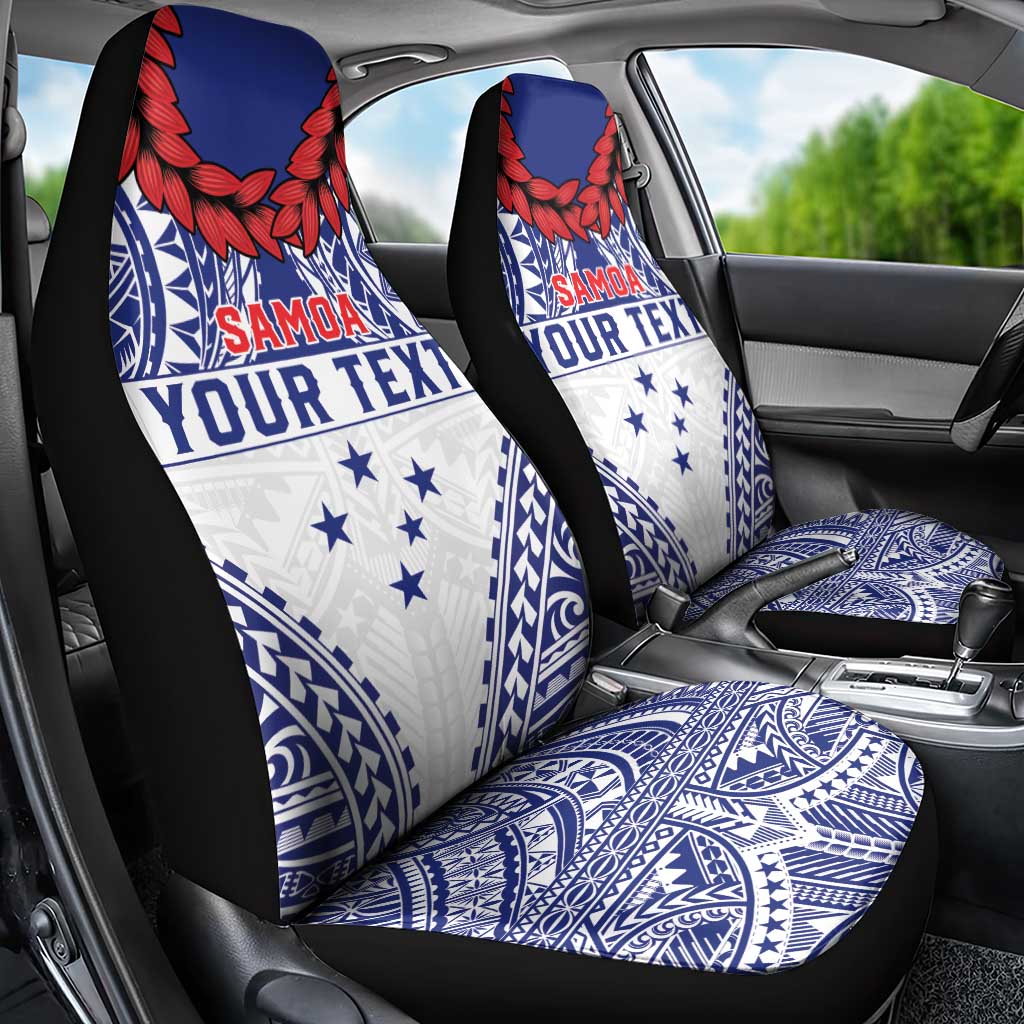 Personalised Toa Samoa Rugby Spirit Car Seat Cover White Samoan Tribal Pattern - Polynesian Pride