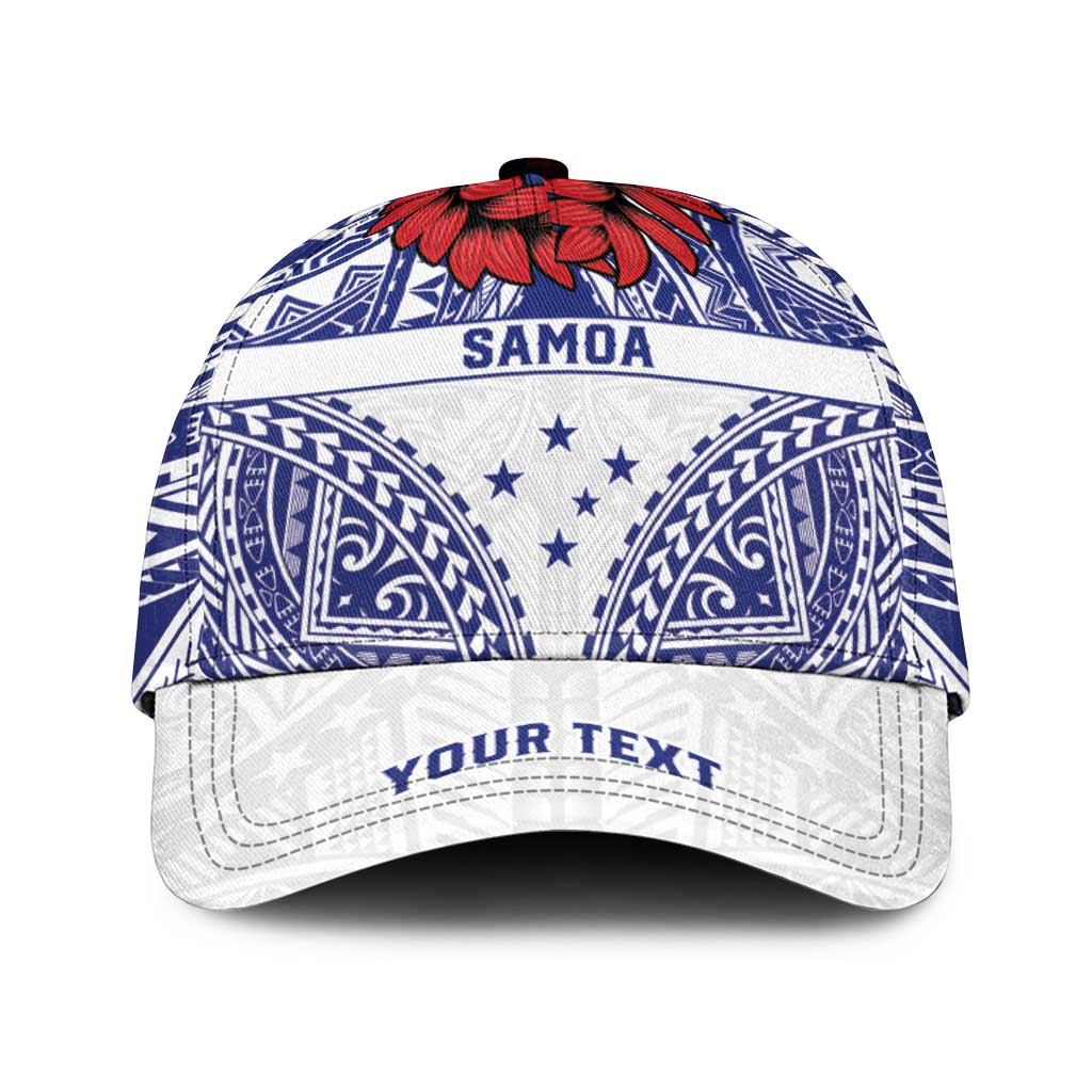 Personalised Toa Samoa Rugby Spirit Classic Cap White Samoan Tribal Pattern - Polynesian Pride