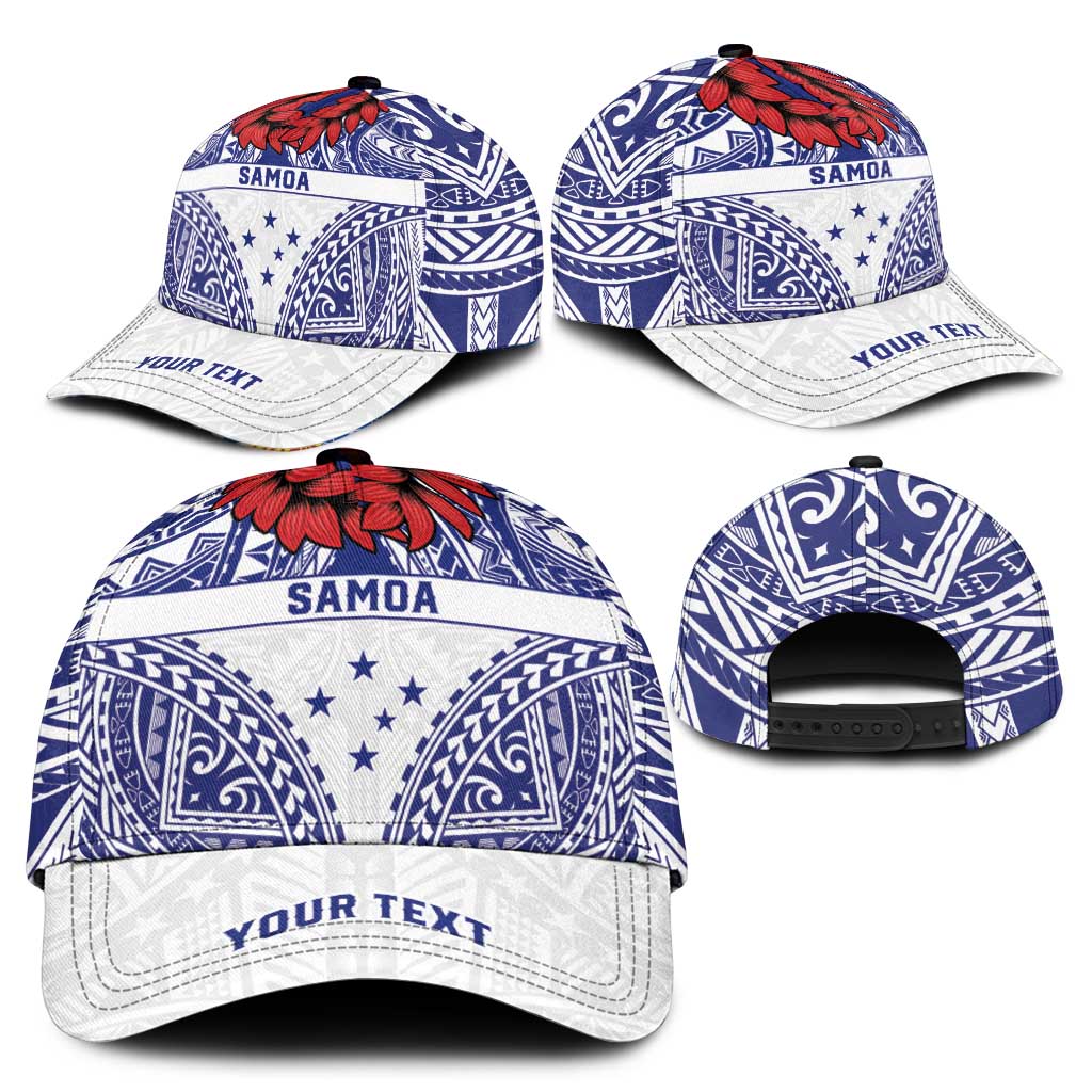 Personalised Toa Samoa Rugby Spirit Classic Cap White Samoan Tribal Pattern - Polynesian Pride