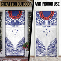 Personalised Toa Samoa Rugby Spirit Door Cover White Samoan Tribal Pattern - Polynesian Pride