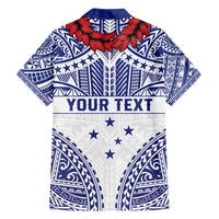 Personalised Toa Samoa Rugby Spirit Family Matching Long Sleeve Bodycon Dress and Hawaiian Shirt White Samoan Tribal Pattern - Polynesian Pride