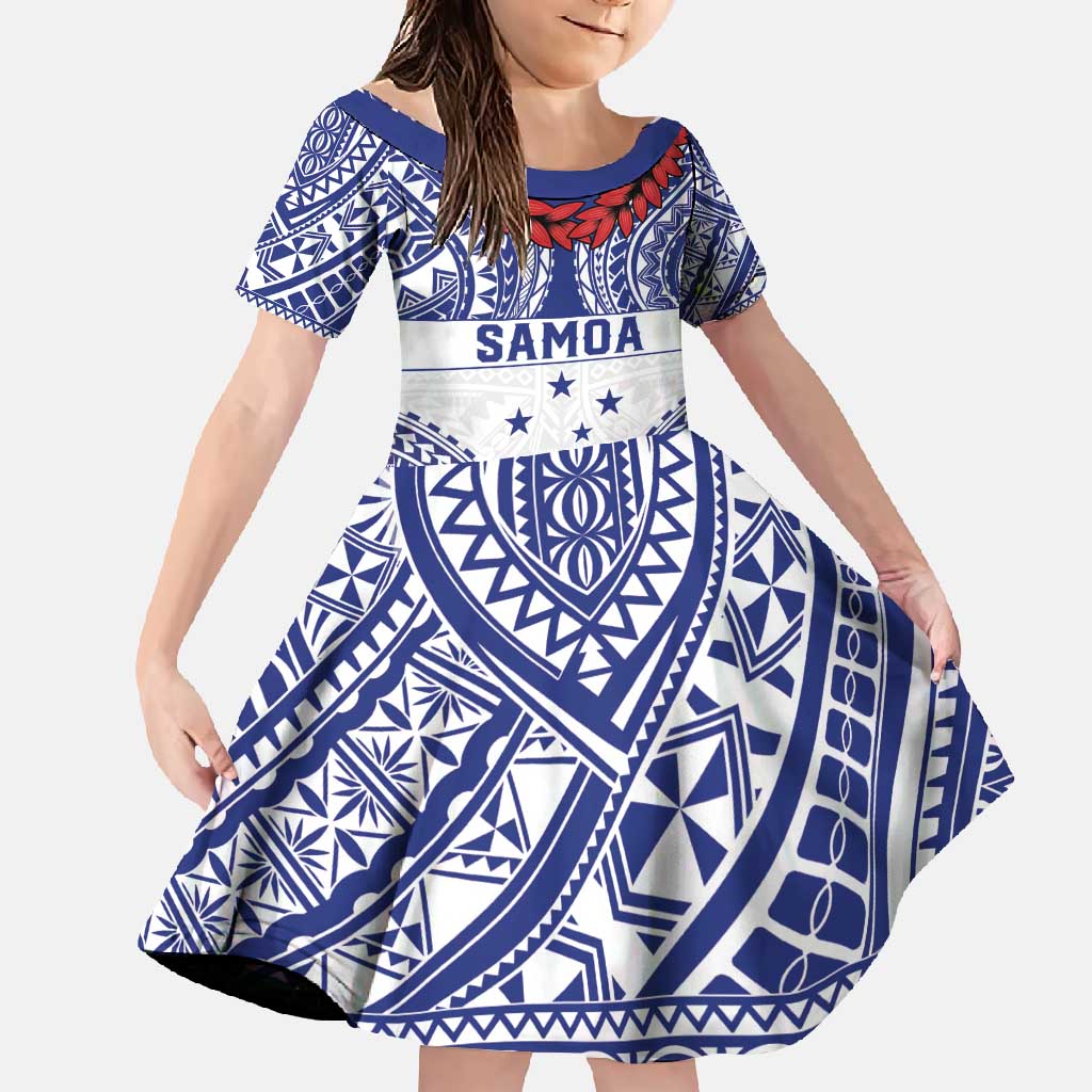 Personalised Toa Samoa Rugby Spirit Family Matching Summer Maxi Dress and Hawaiian Shirt White Samoan Tribal Pattern - Polynesian Pride