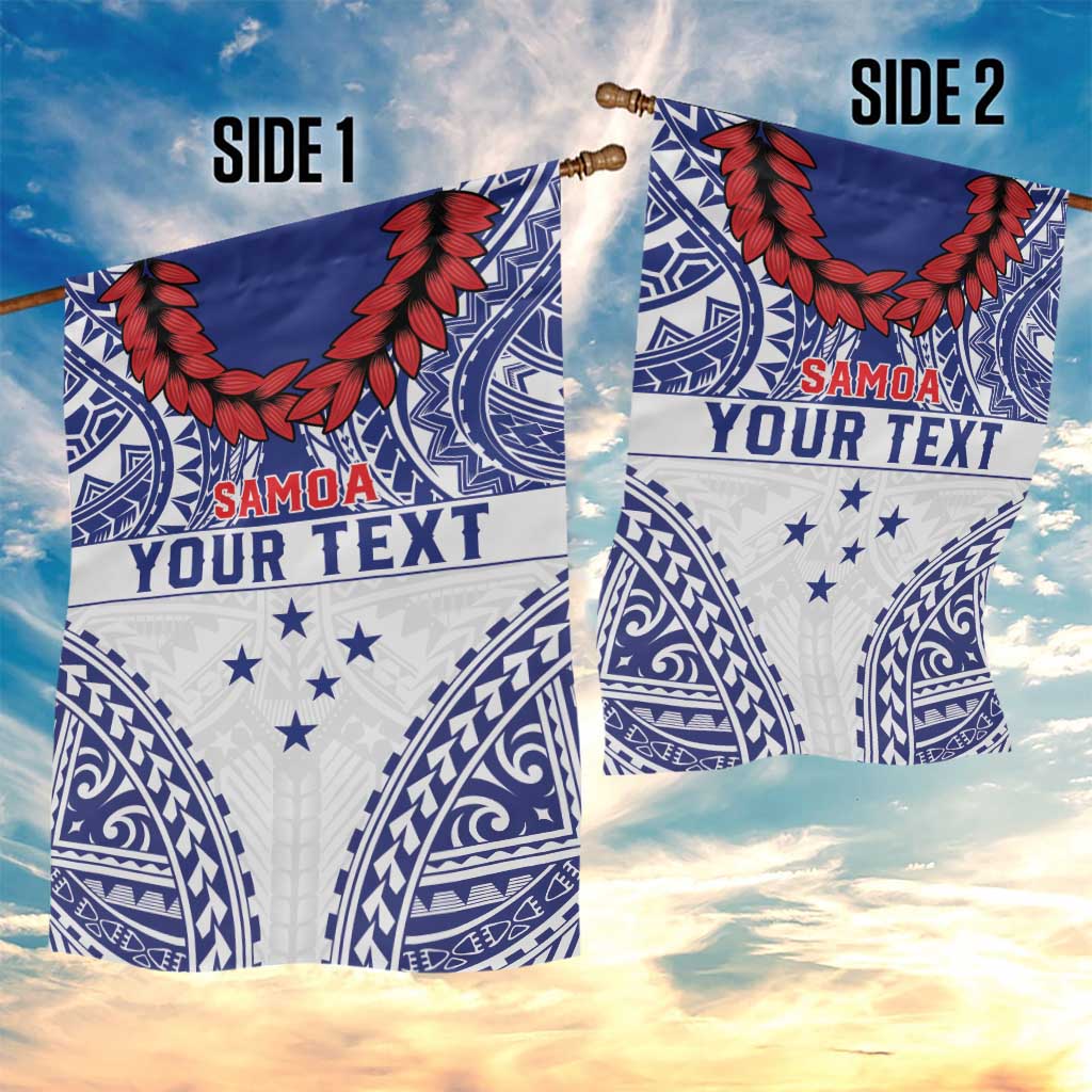 Personalised Toa Samoa Rugby Spirit Garden Flag White Samoan Tribal Pattern - Polynesian Pride