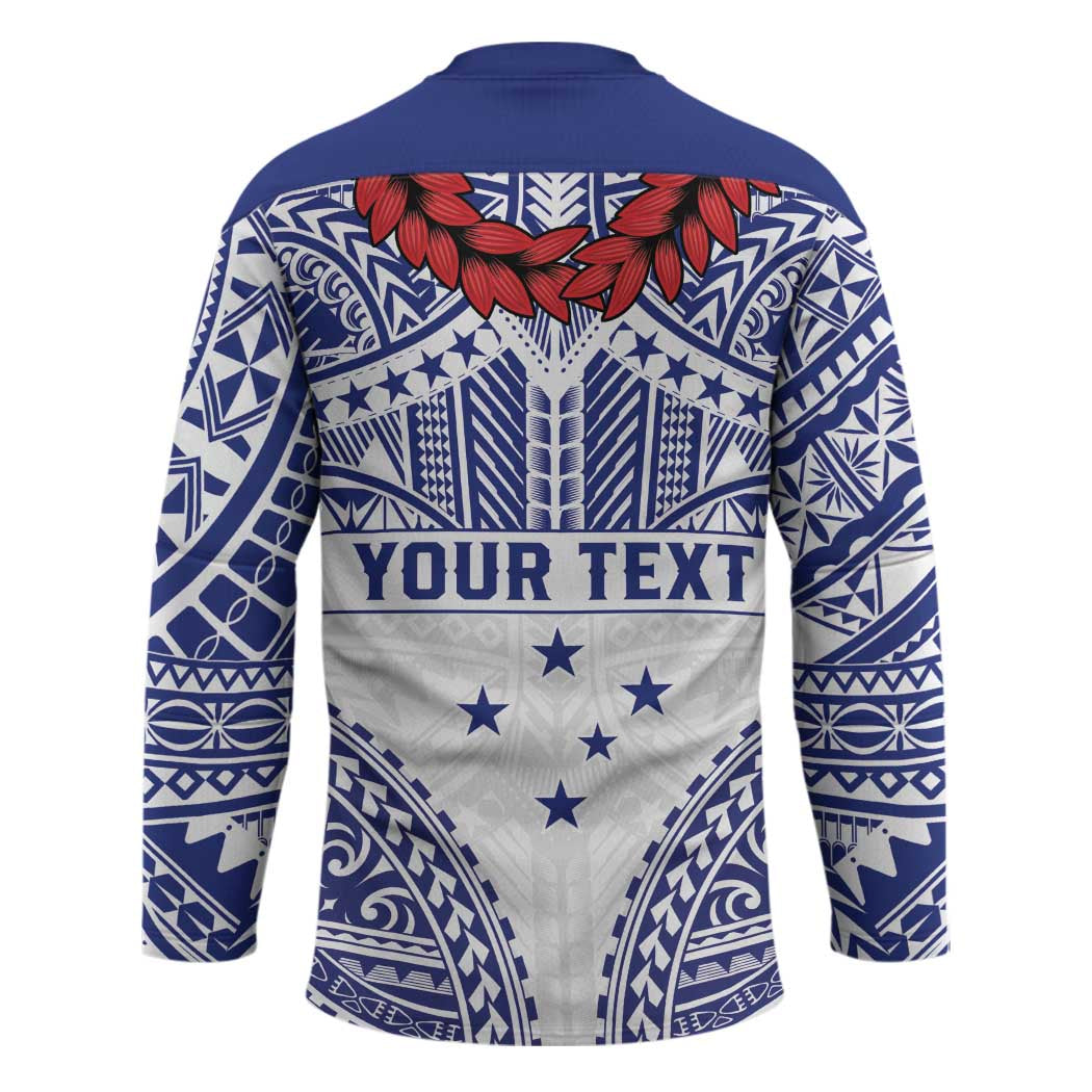 Personalised Toa Samoa Rugby Spirit Hockey Jersey White Samoan Tribal Pattern - Polynesian Pride
