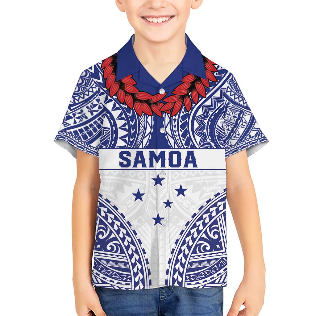 Personalised Toa Samoa Rugby Spirit Kid Hawaiian Shirt White Samoan Tribal Pattern - Polynesian Pride