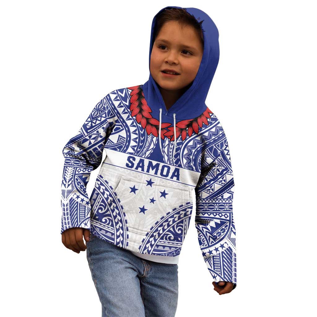 Personalised Toa Samoa Rugby Spirit Kid Hoodie White Samoan Tribal Pattern LT9 - Polynesian Pride