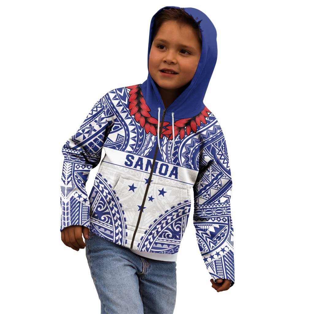 Personalised Toa Samoa Rugby Spirit Kid Hoodie White Samoan Tribal Pattern LT9 - Polynesian Pride