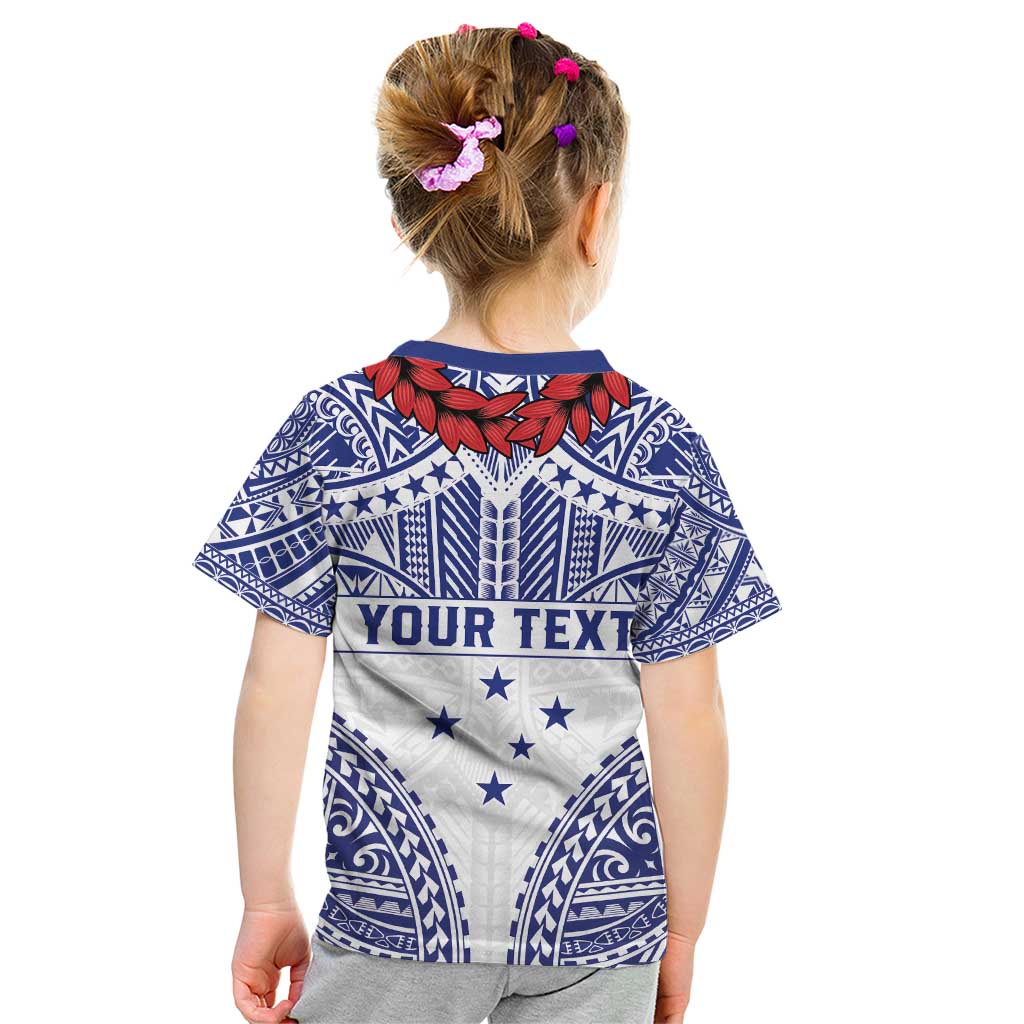 Personalised Toa Samoa Rugby Spirit Kid T Shirt White Samoan Tribal Pattern - Polynesian Pride