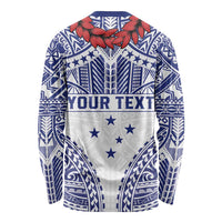 Personalised Toa Samoa Rugby Spirit Long Sleeve Shirt White Samoan Tribal Pattern - Polynesian Pride