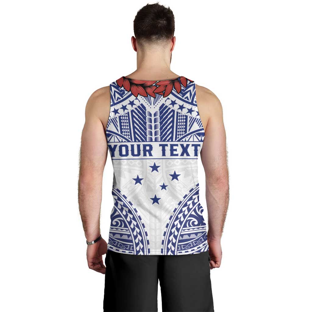 Personalised Toa Samoa Rugby Spirit Men Tank Top White Samoan Tribal Pattern - Polynesian Pride