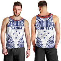 Personalised Toa Samoa Rugby Spirit Men Tank Top White Samoan Tribal Pattern - Polynesian Pride