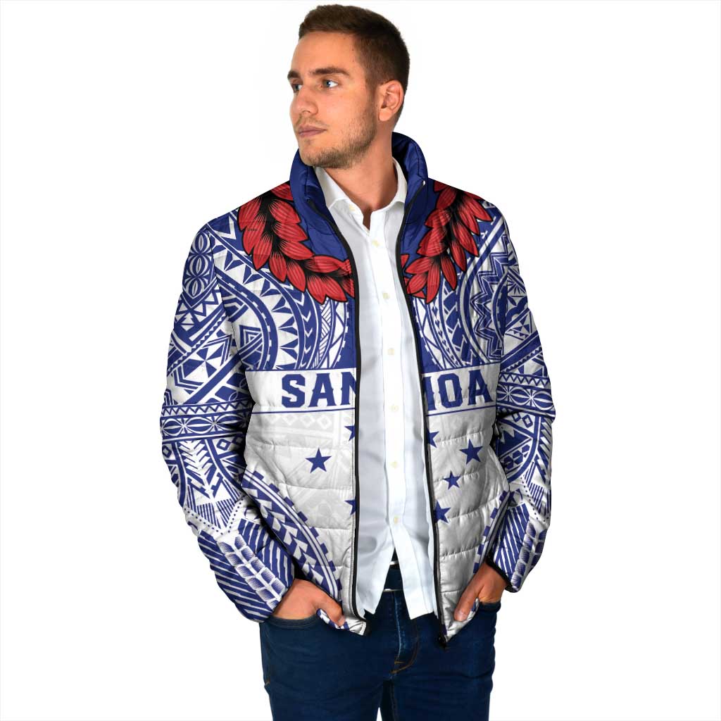 Personalised Toa Samoa Rugby Spirit Padded Jacket White Samoan Tribal Pattern - Polynesian Pride