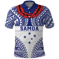 Personalised Toa Samoa Rugby Spirit Polo Shirt White Samoan Tribal Pattern - Polynesian Pride