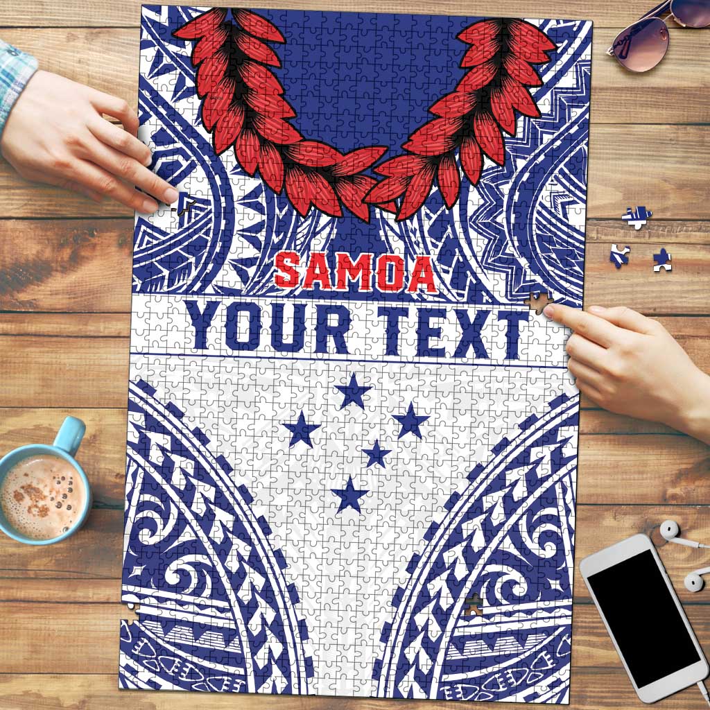 Personalised Toa Samoa Rugby Spirit Puzzle White Samoan Tribal Pattern - Polynesian Pride