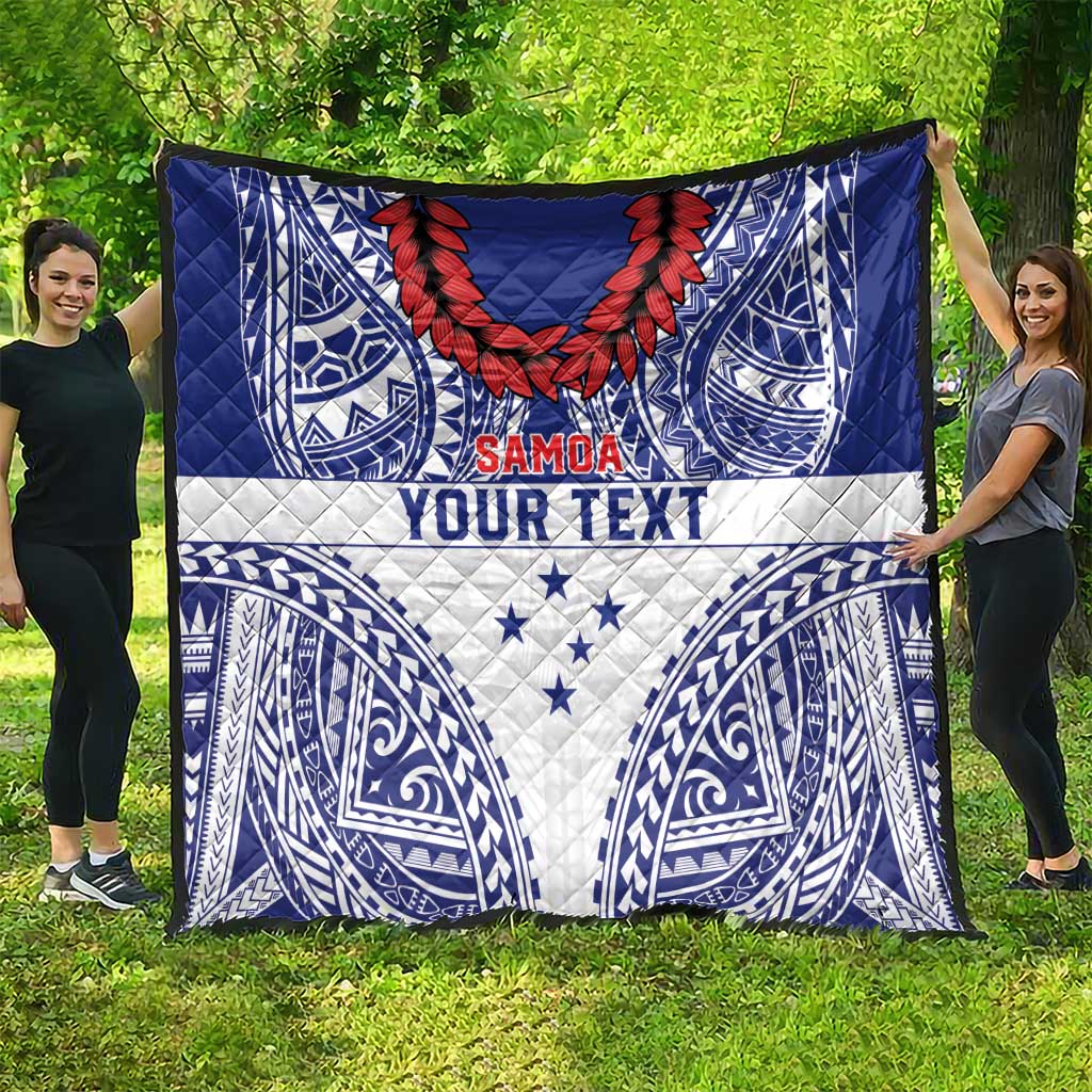 Personalised Toa Samoa Rugby Spirit Quilt White Samoan Tribal Pattern - Polynesian Pride
