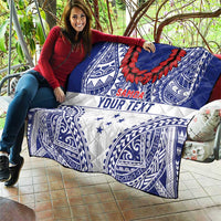 Personalised Toa Samoa Rugby Spirit Quilt White Samoan Tribal Pattern - Polynesian Pride