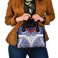 Personalised Toa Samoa Rugby Spirit Shoulder Handbag White Samoan Tribal Pattern - Polynesian Pride