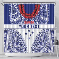 Personalised Toa Samoa Rugby Spirit Shower Curtain White Samoan Tribal Pattern - Polynesian Pride