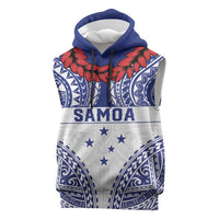 Personalised Toa Samoa Rugby Spirit Sleeveless Hoodie White Samoan Tribal Pattern LT9 White - Polynesian Pride