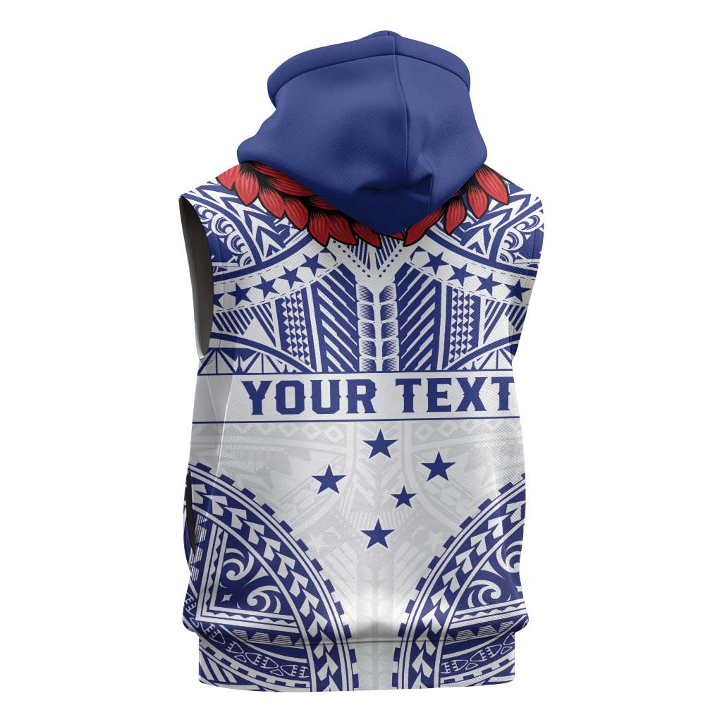Personalised Toa Samoa Rugby Spirit Sleeveless Hoodie White Samoan Tribal Pattern LT9 - Polynesian Pride