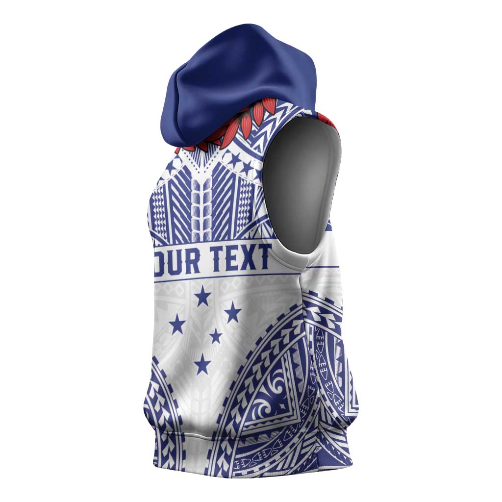 Personalised Toa Samoa Rugby Spirit Sleeveless Hoodie White Samoan Tribal Pattern LT9 - Polynesian Pride