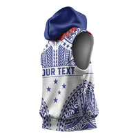 Personalised Toa Samoa Rugby Spirit Sleeveless Hoodie White Samoan Tribal Pattern LT9 - Polynesian Pride